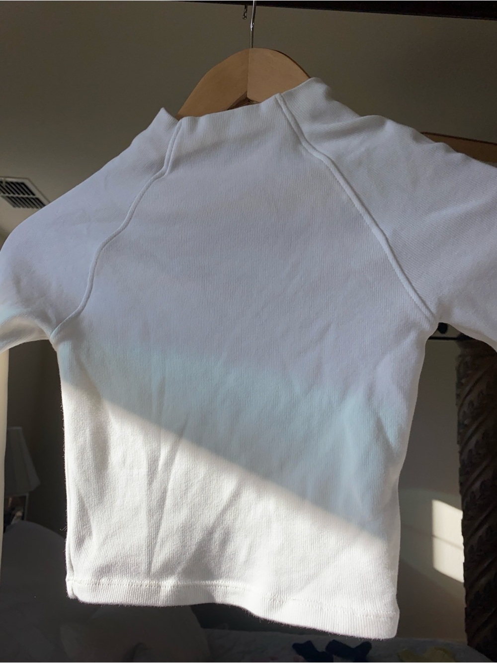 Zara White Ribbed Crop Longsleeve